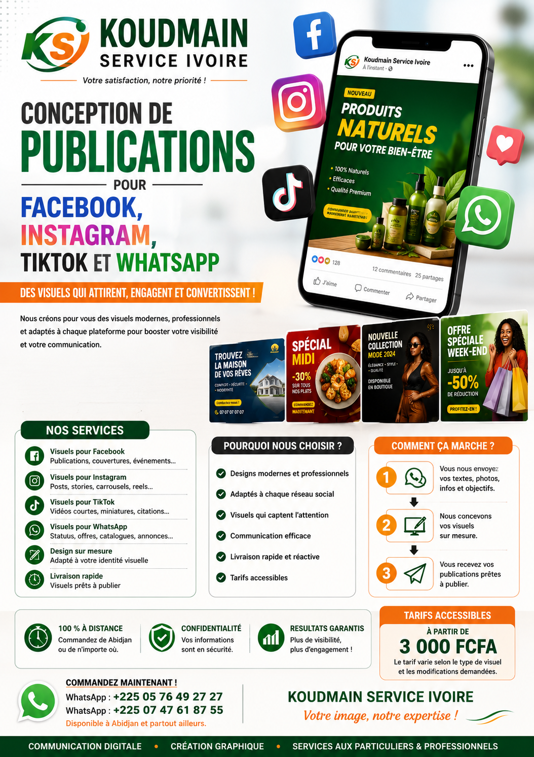 Conception de Publications pour Réseaux Sociaux – Facebook, Instagram, TikTok & WhatsApp
